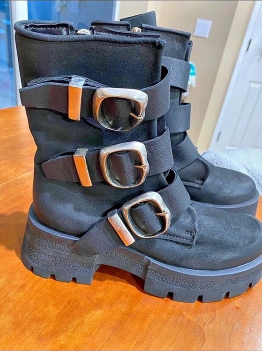 Steve Madden Roland Moto Boot Black Buckle